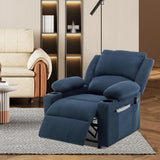 Power Recliner Chair Nursery Reclining Sofa Chair for Adults, Upholstered Heating Point Massage Theater Seating Single Sofa with Side Pockets Sidetable for Living Room-Blue Alunaune