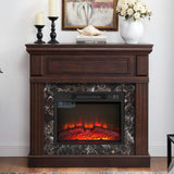 43" Electric Fireplace with Mantel, Electric Fireplace Heater, TV Stand w/Freestanding Electric Fireplace, Fireplace Mantel Wooden Surround for Living Room (Cherry) ZEIINPA