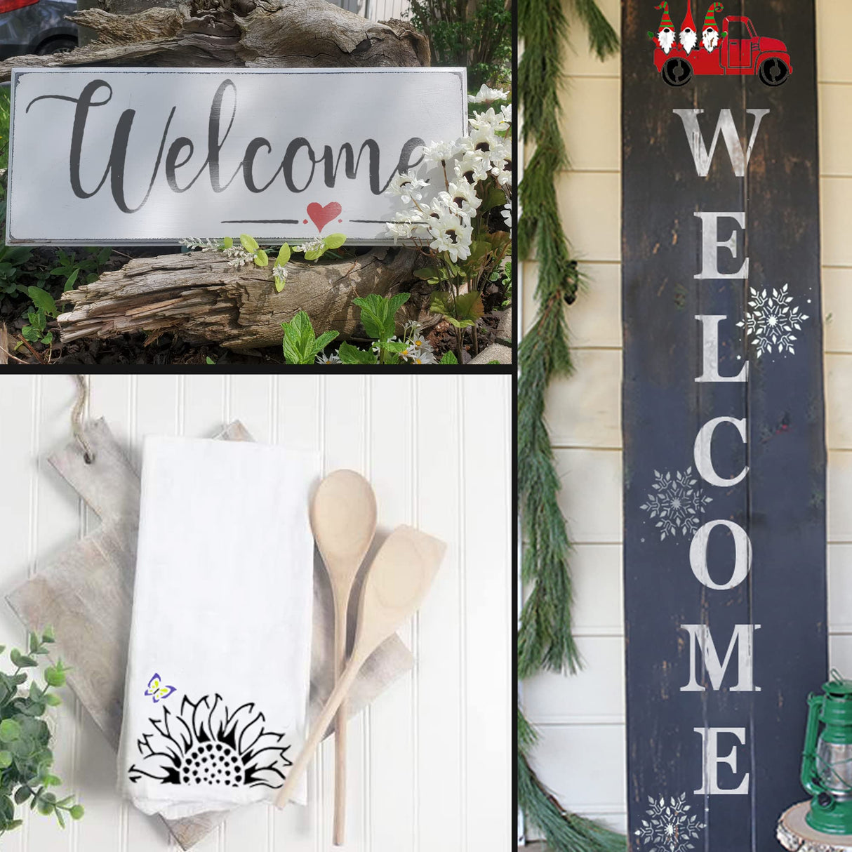 22PCS Large Letter Welcome Stencils for Painting on Wood - Vertical Welcome and Home Sweet Home Stencils - Farmhouse Christmas Stencils for Crafts Reusable -Paint Stencils for Wood Signs & Canvas DLY LIFESTYLE