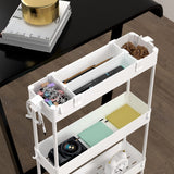 SPACELEAD Slim Storage Cart 4 Tier,Bathroom Organizer Rolling Utility, Mobile Shelving Unit Slide Out for Office, Kitchen, Laundry Room & Narrow Places,White SPACELEAD