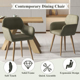 GOOLON Home Office Desk Chair Set of 1, Corduroy Fabric Vanity Chair for Makeup with Hollow Backrest, Comfy Armchair Wood Frame with Strudy Metal Legs, Dark Green GOOLON