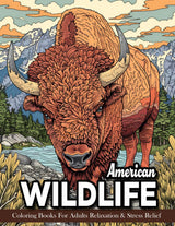 American Wildlife: Coloring Book For Adults Beautiful Wildlife Scenes With Forest Animals, Fauna, Birds And More! Majosta