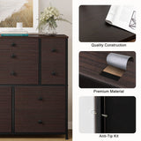 REAHOME 11 Drawer Dresser for Bedroom Faux Leather Chest of Drawers Fabric Dresser with Wooden Top Storage Organizer Unit for Living Room Hallway Entryway Closets (Rustic Brown) REAHOME