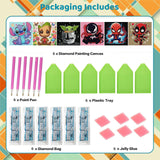 Sretoul 6 Pack Cartoon Diamond Art Kits for Kids- 6 Pack Small Diamond Art Painting, Arts and Crafts for Kids Ages 4-8-12 6X6 Inch Sretoul