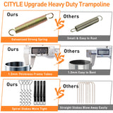 CITYLE 1500LBS 16FT Tranpoline for Kids and Adults Tranpoline with 6 Wind Stakes, Safety Enclosure Net, Basketball Hoop, Ball and Ladder, Heavy Duty Outdoor Recreational Tranpolines, Black CITYLE