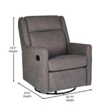 EMMA + OLIVER Mari Manual Glider Rocking Recliner, Traditional Recliner with 360 Degree Swivel, for Living Room, Bedroom, or Nursery, Fabric Upholstered, Dark Gray EMMA + OLIVER