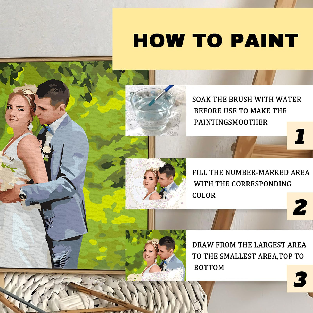 JOXOFO Custom Paint by Numbers Kit for Adults, Personalized Paint by Number Kit, DIY Canvas Acrylic Painting Kit, for Family Couples Friends Pets Home Decor JOXOFO