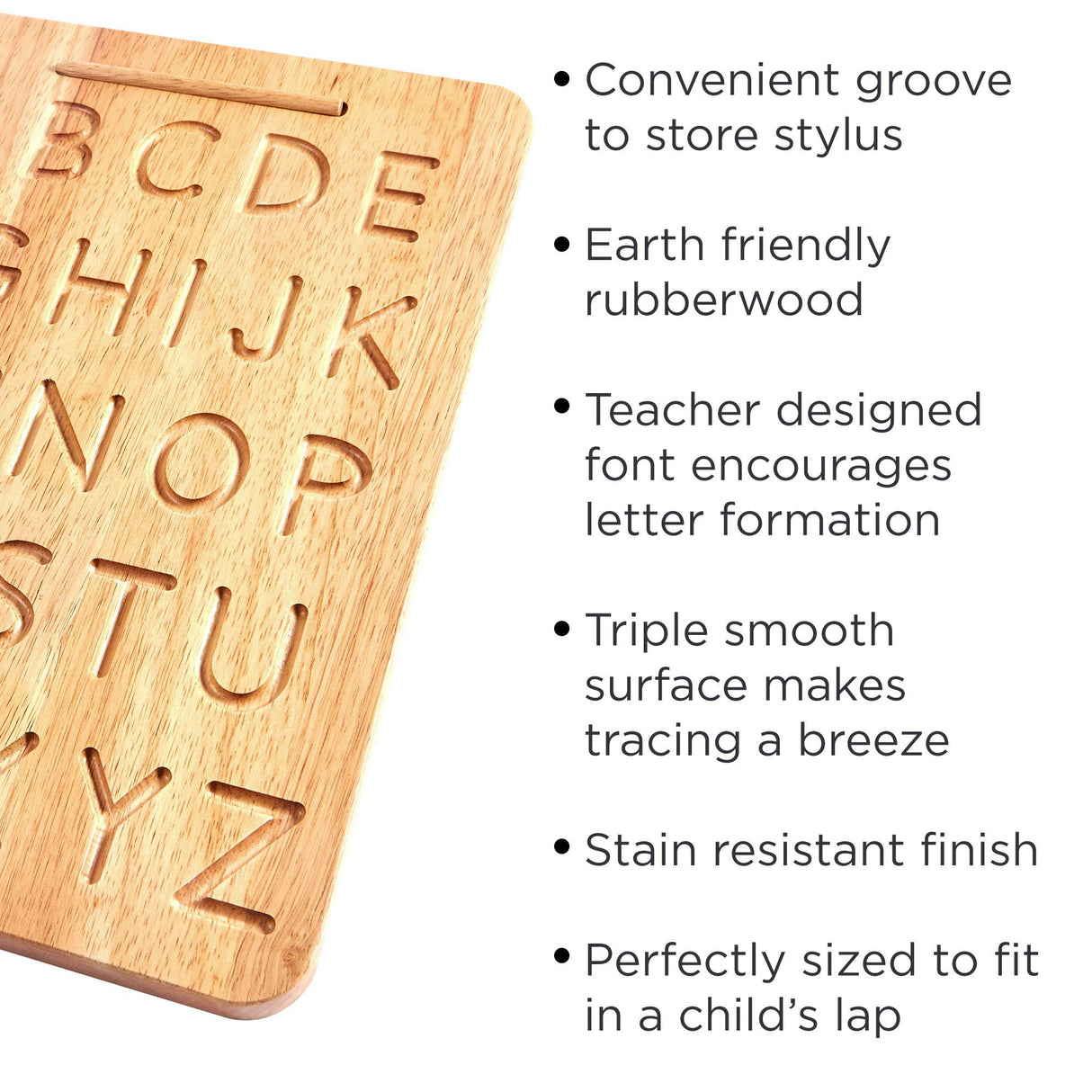 Montessori & Me Wood Alphabet Tracing Board Montessori Letters - Wooden Letters - Large Print Letters for Toddler to Preschool - Reversible Uppercase and Lowercase Montessori & Me