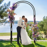 LDAILY Moccha Garden Arch Arbor Trellis, 7.2Ft Outdoor Steel Arbor with Stakes, Metal Archway for Climbing Plants, Wide Sturdy Durable Garden Arch for Lawn, Party, Ceremony Wedding Decoration, Black LDAILY