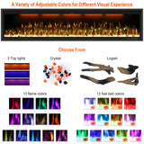 48" Smart Electric Fireplace Inserts,Slim Fireplace with APP Control & Remote Control& Touch Panel,13 Adjustable Flame Color&13 Fuel Bed Colors,750W/1500W,Black VINEMOUNT