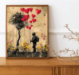 Soldier Holding a Balloon Paint by Numbers for Adults Beginners Street Graffiti Style DIY Acrylic Paint by Numbers Kits on Canvas Soldiers Paying Tribute Under Tree Paintwork 16x20inch(without Frame) MSTINGSHUN