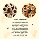 Wooden Bee House and Bee Hotel for Your Garden or Orchard, Attracts Pollinators: Mason Bee and Leafcutting Bees Vollenkor