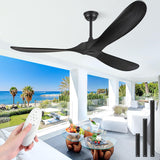 Haipeel 60 Inch Wood Ceiling Fans without Lights, Indoor Outdoor Ceiling Fan no Light with Remote Control, Modern Black Ceiling Fans no Lights 3 Blade Propeller for Farmhouse Garage ETL, Matte Black Haipeel