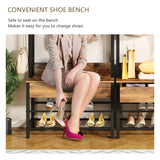 DKLGG Hall Tree with Bench and Shoe Storage for Entryway, 5-in-1 Coat Rack with Shoe Storage, Wood Look Accent Shoe and Coat Rack, Farmhouse Hall Tree with 12 Hooks for Mudroom, Bedroom, Living Room DKLGG