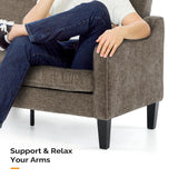 VINGLI Couches for Living Room, Brown 71" Small Sofa Mid Century Modern Couches 3 Seater Comfy Couch Upholstered Soft Chenille Floor Couch for Bedroom, Apartment, Office VINGLI