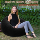 Realspring Inflatable Bean Bag Chairs for Adult Blow up Chairs Lazy Sofa Folding Portable Inflatable Chair for Movie Outdoor Room Bedroom Reading Camping(Black) Realspring