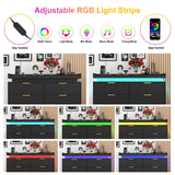 knoworld 6 Drawer Dresser for Bedroom, Black Dresser with LED Lights and Power Outlet, Wooden Dresser Modern Chest of Drawers, Tall Wide Drawer Dresser for Bedroom, Living Room, Entryway, Hallway knoworld