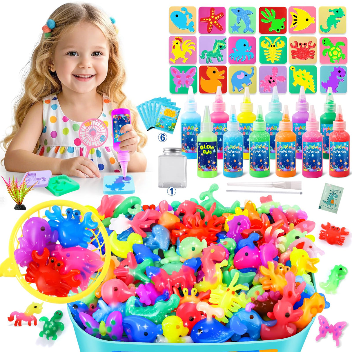 Magic Water Elf Toy Kit, Aqua Water Fairy Water Gel Kit for Kids, Water Elf Toy with 12 Magic Gel and 18 Shape Mold, Arts & Crafts DIY Set for Boys Girls Birthday Gifts Make Your Own Squishies MACALOCA