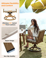 SeeHill 9 Pieces Patio Dining Set for 8, Outdoor Aluminum Dining Furniture Set with Umbrella Hole, Outdoor Patio Table Sets with 2 Swivel Chairs, 4 Dining Chairs and Table for Deck Yard Poolside, Teak SEEHILL