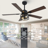 Vaczon 52" Farmhouse Ceiling Fans with Lights and Remote, Outdoor Ceiling Fan Dual Finish 5 Blades 6-Speed Quiet and Reversible DC Motor, Ceiling Fan with Light for Bedroom Living Room and Patio Vaczon