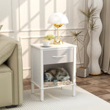 YAUKOMEL End Table Set of 2, White Nightstand with Fabric Drawer, Bed Side Table,Side Table, Modern Nightstand for Living Room,Bed Room,Small Space,11.4" x 15.3" x 21.6",White CTG68WB-2 YAUKOMEL