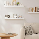 INNOD 24" Floating Shelves for Wall, Wall Mounted Wood Shelves for Bathroom, Bedroom, Living Room, Kitchen, Hanging Shelf with Invisible Brackets for Storage,Books,Home Decor (White,Set of 2) INNOD