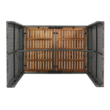 VilroCaz 5-Pieces Outdoor Patio Rattan Counter Height Dining Set, All-Weather Wicker Bar Table Set Conversation Set, Acacia Wood Table Top, Bar Height Chairs with Removable Cushion VilroCaz