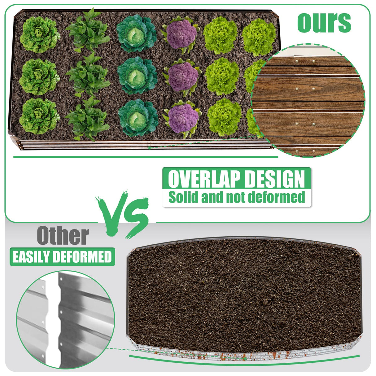 SnugNiture Galvanized Raised Garden Bed 8x4x1FT Outdoor Large Metal Planter Box Steel Kit for Planting Vegetables, Flowers SnugNiture