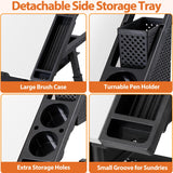 SUPER DEAL Adjustable Drafting Table Set with Charging Station, Tilting Drawing Desk Artist Desk with Stool Multifunctional Art Craft Workstation with 2 Storage Drawers, White SUPER DEAL