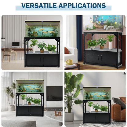 40 Gallon Fish Tank Stand Metal Frame Aquarium Stand with Storage Cabinet, Fish Tank with Stand for Fish Tank Accessories Storage for Fish Lovers, 660LBS Capacity Black 36.6" L*18.9" W Tabletop