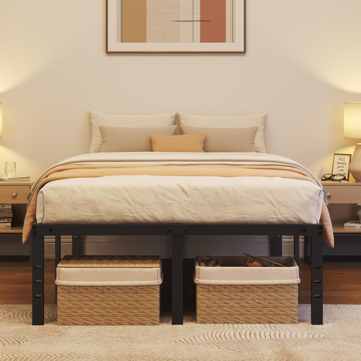 Yaheetech 18 Inch Full Bed Frames Heavy Duty Metal Platform Bed with Under Bed Storage, No Box Spring Needed, Easy Assembly, Sturdy Steel Slat Support, Black Yaheetech