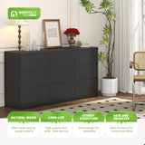 Greenvelly Black 9 Drawer Dresser, Modern Long 9 Drawer Dresser, Wood Dresser with 9 Large Drawers for Bedroom, Wooden Dressers & Chests of Drawers with Smooth Metal Rail for Nursery, Women, Family Greenvelly