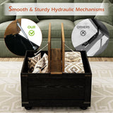 MaverickFurni Farmhouse Coffee Table with Storage, Lift Coffee Tables for Living Room, Square Coffee Table with Wood Gourd Feet and Hydraulic Gas Rod (Black) MaverickFurni