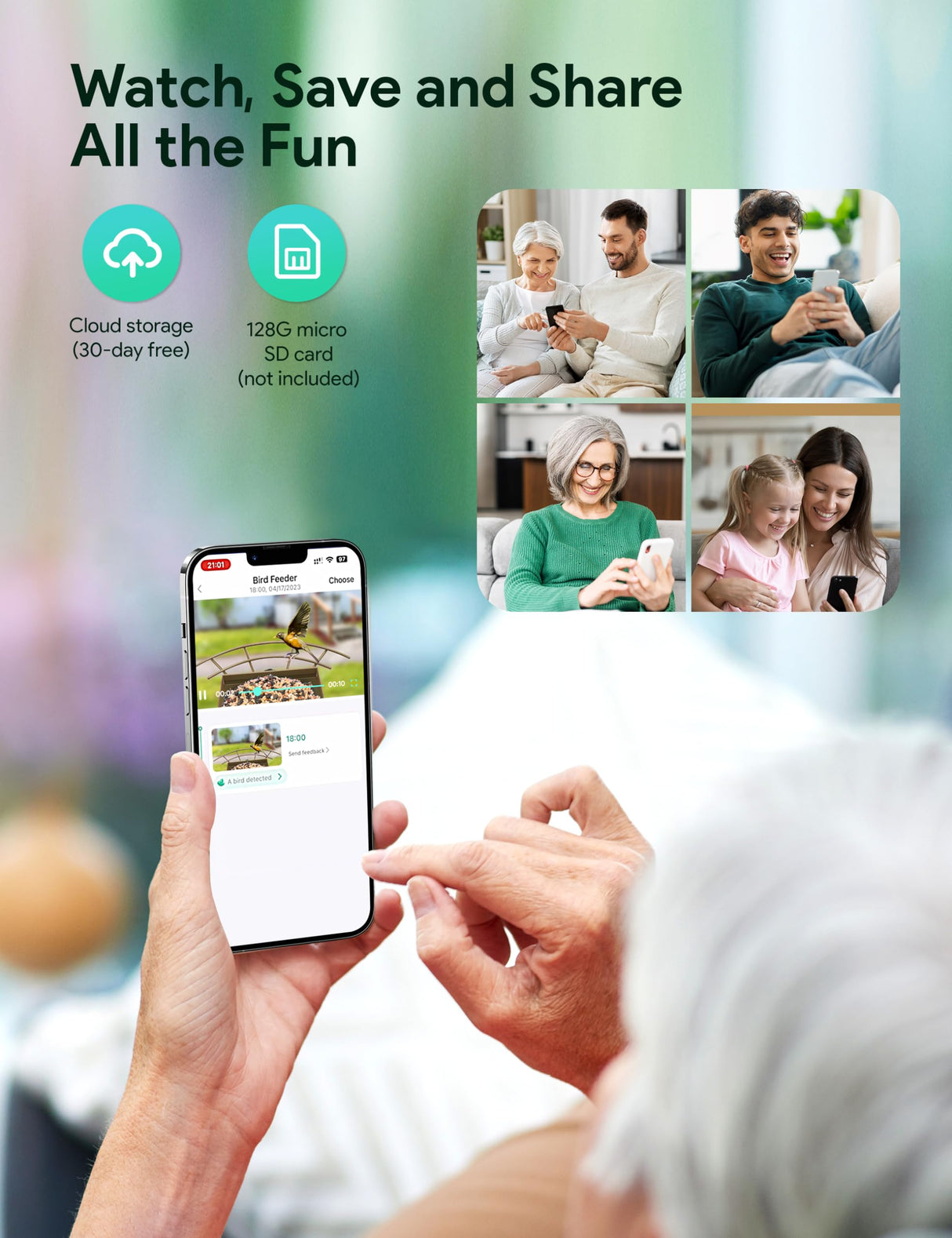 Osoeri Bird Feeder with Camera, Smart Bird Feeder Camera with 1080P HD AI Identify, Metal Bird Feeder Auto Capture Bird Videos & Motion Detection, Ideal Gift for Bird Lovers Osoeri