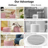 Chilihom Pink Ottoman with Storage Set of 2 Velvet Upholstered Round Vanity Stool Footrest for Makeup Multifunction Support 300lbs Modern Ottoman Coffee Table Padded Seat for Living Room&Bedroom Chilihom