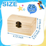 Chapou 24 Pcs DIY Unfinished Wood Treasure Chest Box Savings Bank with Coin Slot Hinged Lid, Front Clasp Lockable Wooden Treasure Box Paint Your Own Piggy Bank for Craft, 4.72 x 3 x 3.23 Inch Chapou