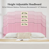 VECELO Full Size Upholstered Platform Bed Frame with Tufted Adjustable Headboard/Mattress Foundation/Wood Slat Support,Easy Assembly,Pink VECELO