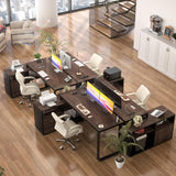 Homieasy L Shaped Desk with File Cabinet & Power Outlet, Reversible 55 Inch Large Corner Computer Desks with LED Strip, L-Shaped Computer Desk with Drawers and Storage Shelves, Espresso Homieasy