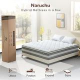Naruchu Queen Mattress, 12 Inch Queen Size Hybrid Mattresses with Memory Foam and Individual Pocket Spring for Motion Isolation, Pressure Relief, Medium Firm Mattress in a Box, 60 * 80 * 12 Naruchu