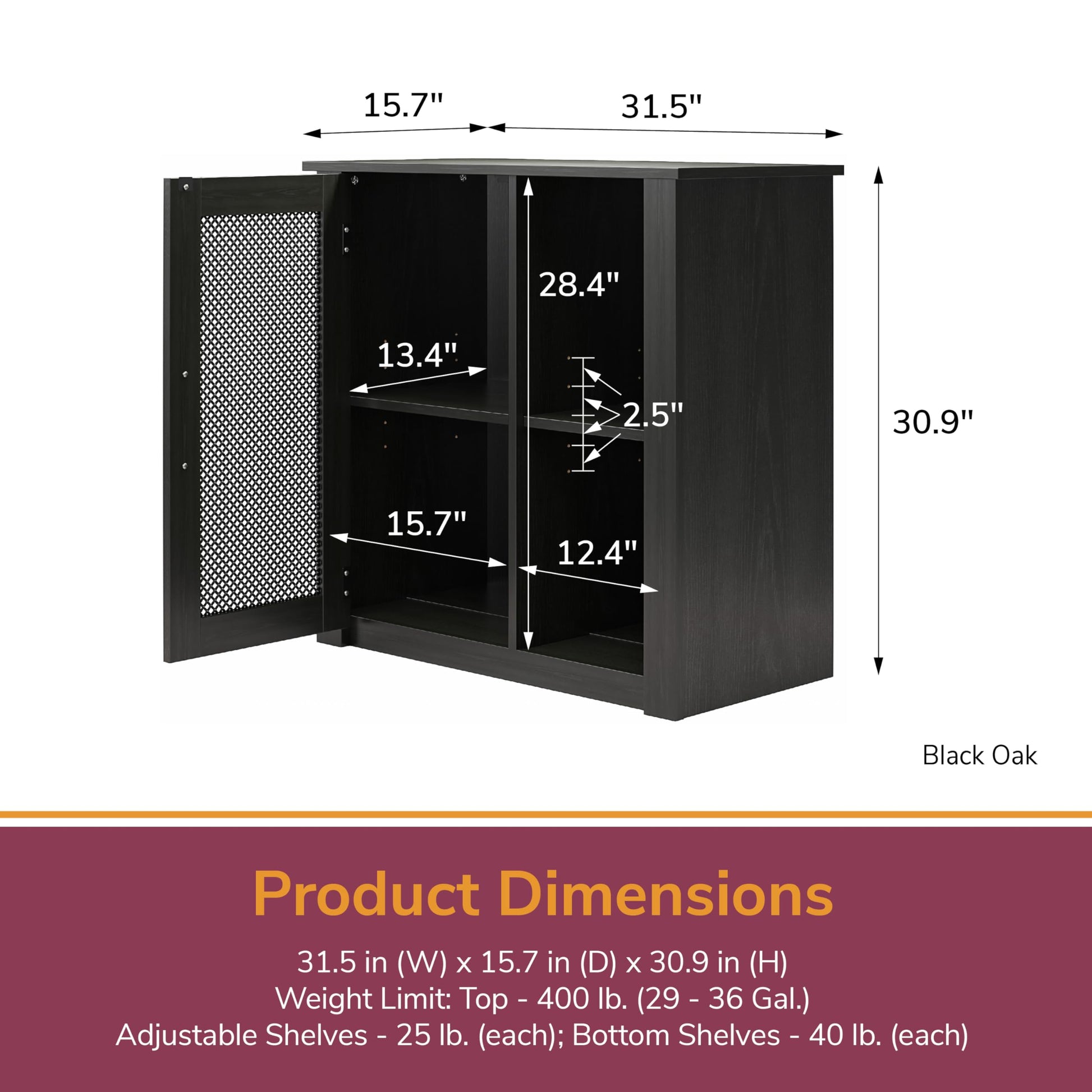 Ollie & Hutch Finnegan 29-36 Gallon Aquarium or Terrarium Stand, Black Oak - WoodArtSupply