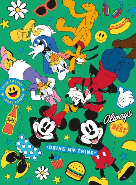 Ceaco - Disney - Mickey and Friends - Mickey Party of Six - Glow in The Dark -100 Piece Jigsaw Puzzle Ceaco