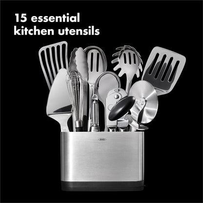 OXO Steel Piece Utensil Set, 15 PC, Stainless Steel