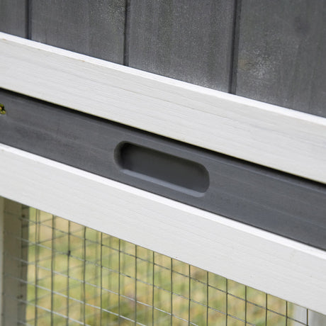 PawHut 69" Rabbit Hutch, Wooden Bunny Hutch, Guinea Pig Cage, Small Animal Enclosure with Run Area, Removable Tray, Asphalt Roof, Lockable Doors and Ramp, White PawHut