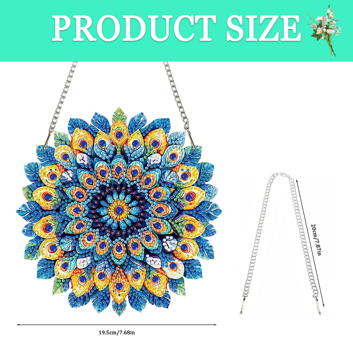 Auremi Mandala Diamond Art Painting DIY Hanging Diamond Art Pendant Painting Kit Mandala Special Shape Crystal Garden Wall Hanging Signs Kit Hanging Decorations Box Set Auremi