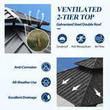 COVERONICS 10' x 10' Outdoor Galvanized Hardtop Gazebo - Aluminum Heavy-Duty Double Roof Vented Gazebo with Breathable Netting & Privacy Curtains for Patio, Porch, Garden, Lawn COVERONICS