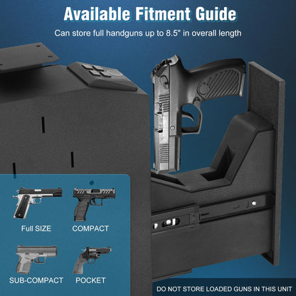 Biometric Slider Gun Safe for Handgun,Quick Access Gun Safe with Fingerprint, PIN Code, KEY Access,Hidden Gun Safe Box for Truck, Desk, Bedside, Wall