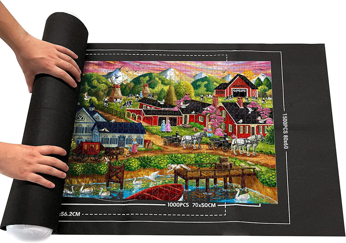 Collectix Premium Felt Puzzle Mat Roll Up - Non-Slip and Beautifully Soft - 3in1 Jigsaw Puzzle Storage for 500, 1000 and 1500 Pieces - Portable Saver, Keeper and Holder Collectix