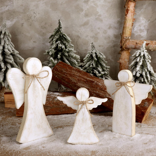 Treory 3 Pcs Angel Ornaments Christmas Decorations Indoor, Primitive Farmhouse Christmas Decor Figurine, Angel Statue Home Decor for Indoor Home Display, Tabletop