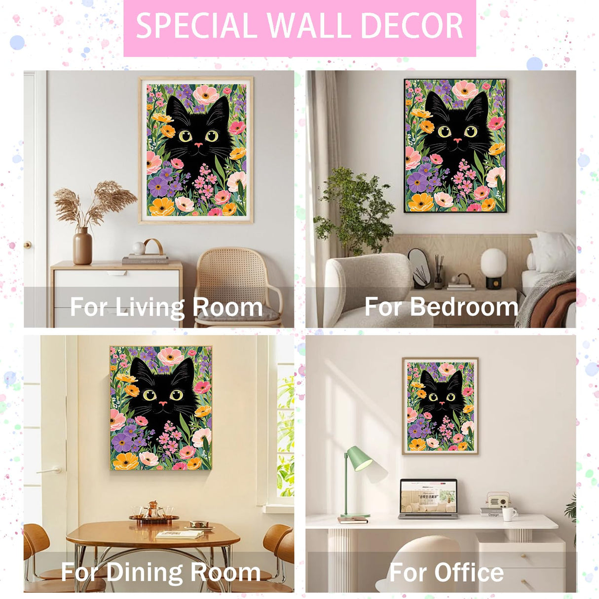 Gamteldot Black Cat Diamond Art Kits for Adults Beginners,DIY Diamond Art 5D Full Drill Diamond Dots Diamond Painting with Complete Tools,Pefect Art Crafts for Home Wall Decor Gift-12x16in Gamteldot