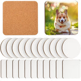Ziliny 24 Pcs Sublimation Coasters 4 x 4 Inch Hardboard Coaster Cork and MDF Blank Coasters Sublimation Car Coasters Heat Press Parts Accessories for Kitchen Drink Ornaments (Round,Square) Ziliny